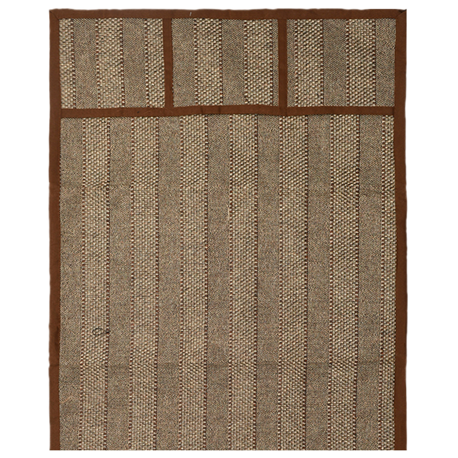 Kuber Industries Lining Print Jute Fridge Top Cover With 6 Utility Side Pockets (Golden)