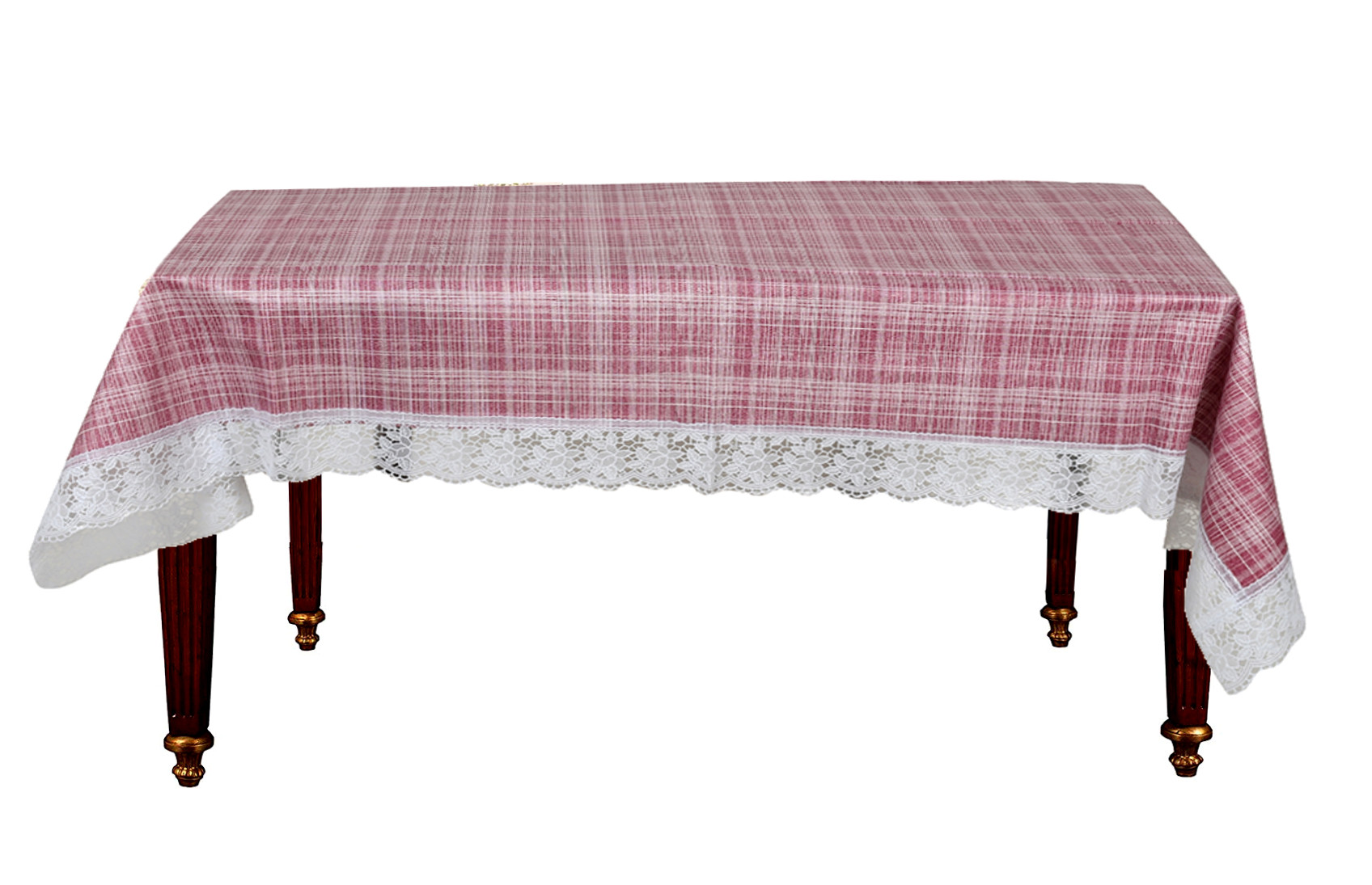 Kuber Industries Lining Print PVC 6 Seater Dining Table Cover 60x 90 Pink