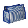 Kuber Industries Lining Print PVC Toiletry Bag For Home &amp; Travelling With 3 Main Zipper (Blue) 54KM4350