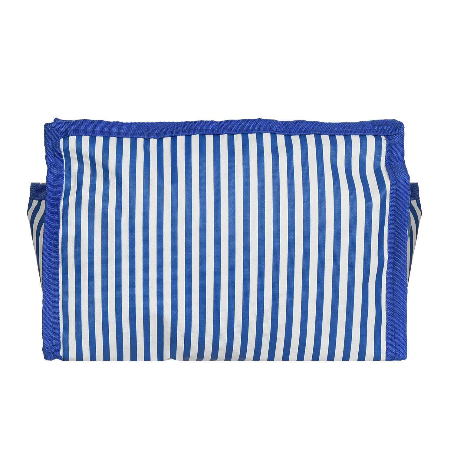 Kuber Industries Lining Print PVC Toiletry Bag For Home & Travelling With 3 Main Zipper (Blue) 54KM4350
