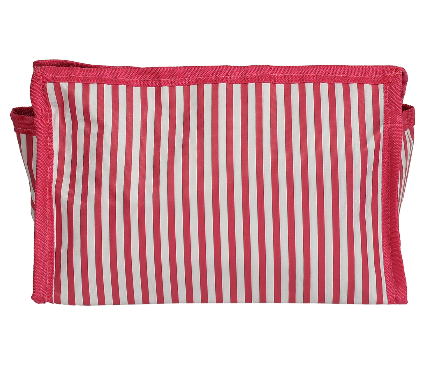 Kuber Industries Lining Print PVC Toiletry Bag For Home & Travelling With 3 Main Zipper (PInk) 54KM4352