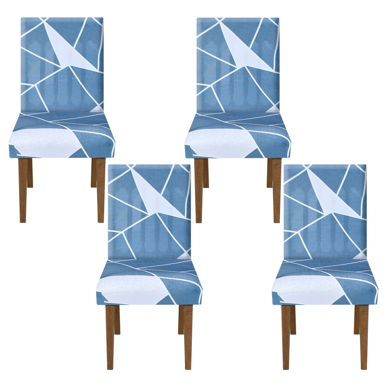 Kuber Industries Lining Printed Elastic Stretchable Polyster Chair Cover For Home, Office, Hotels, Wedding Banquet (Blue)
