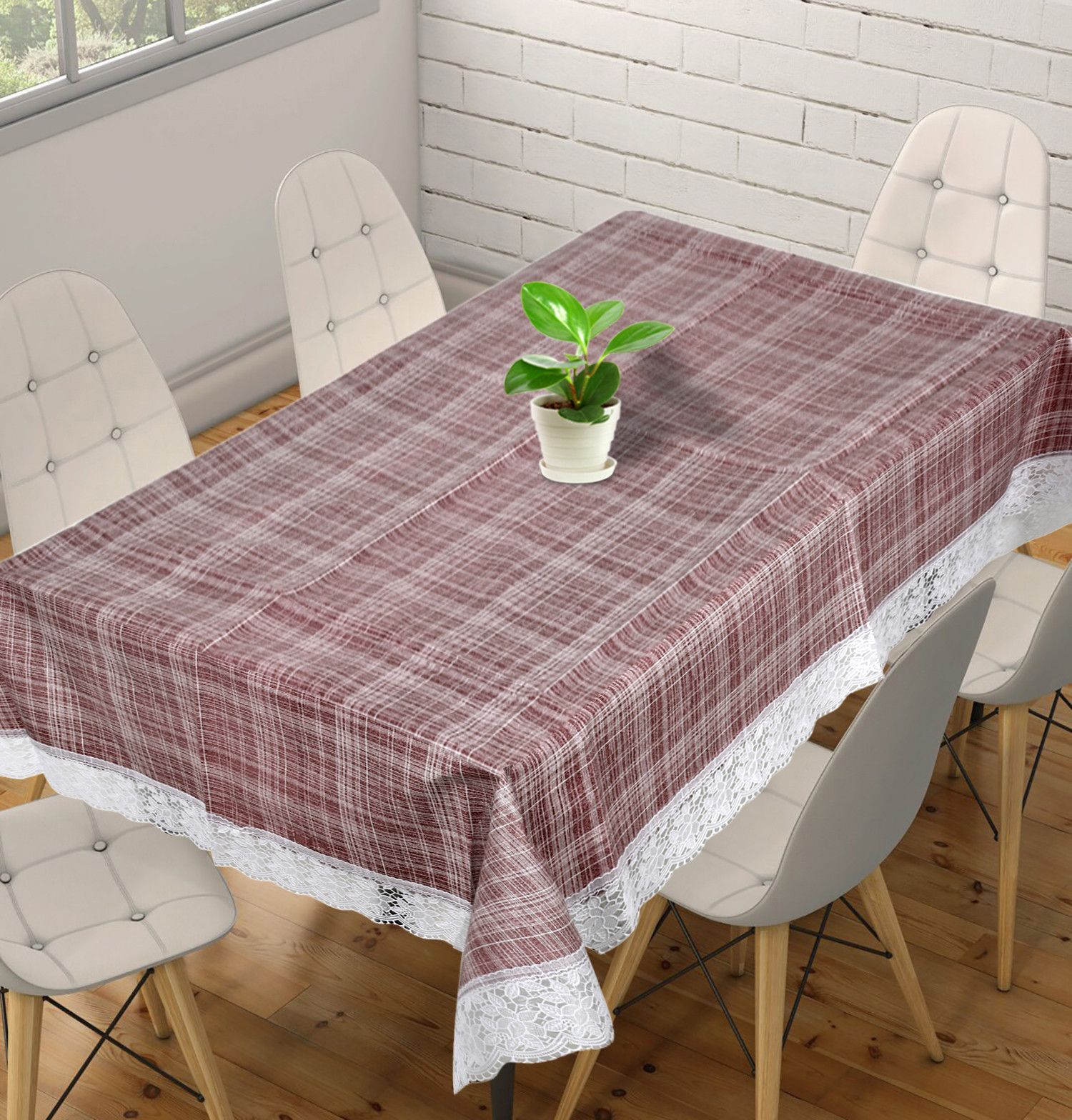 Kuber Industries Lining Printed PVC 6 Seater Dinning Table Cover 60