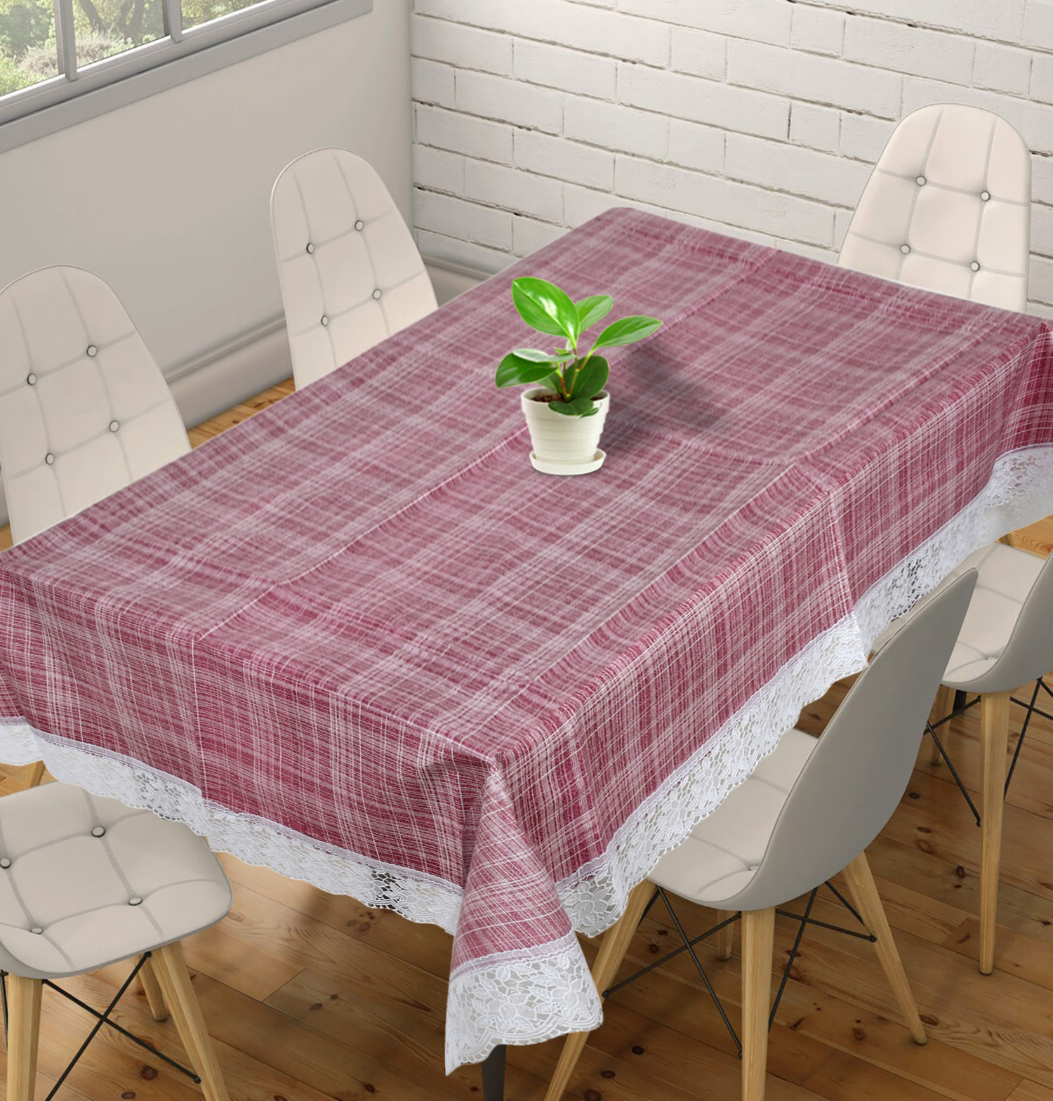 Kuber Industries Lining Printed PVC 6 Seater Dinning Table Cover 60x90 Pink-HS43KUBMART25649