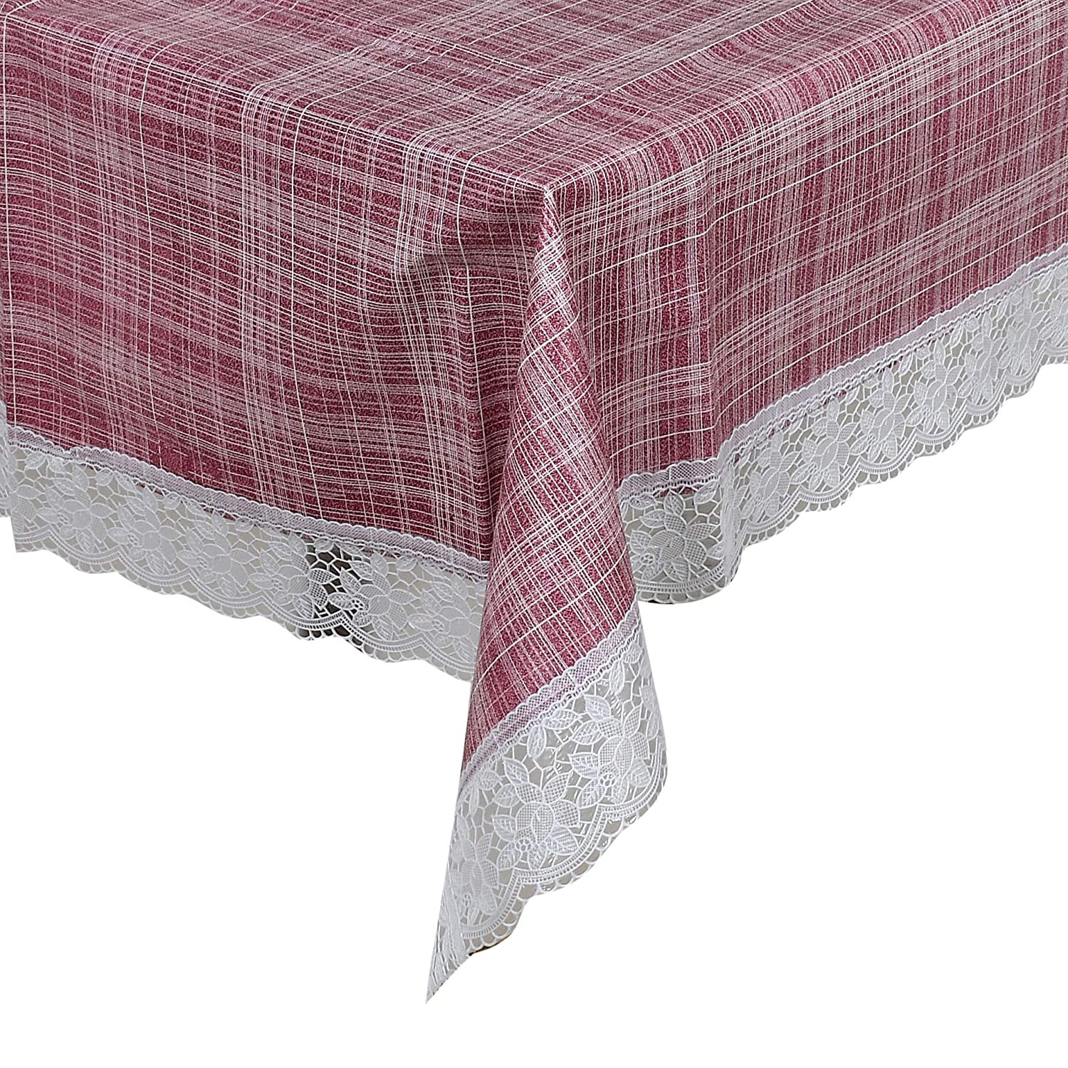 Kuber Industries Lining Printed PVC 6 Seater Dinning Table Cover 60x90 Pink-HS43KUBMART25649
