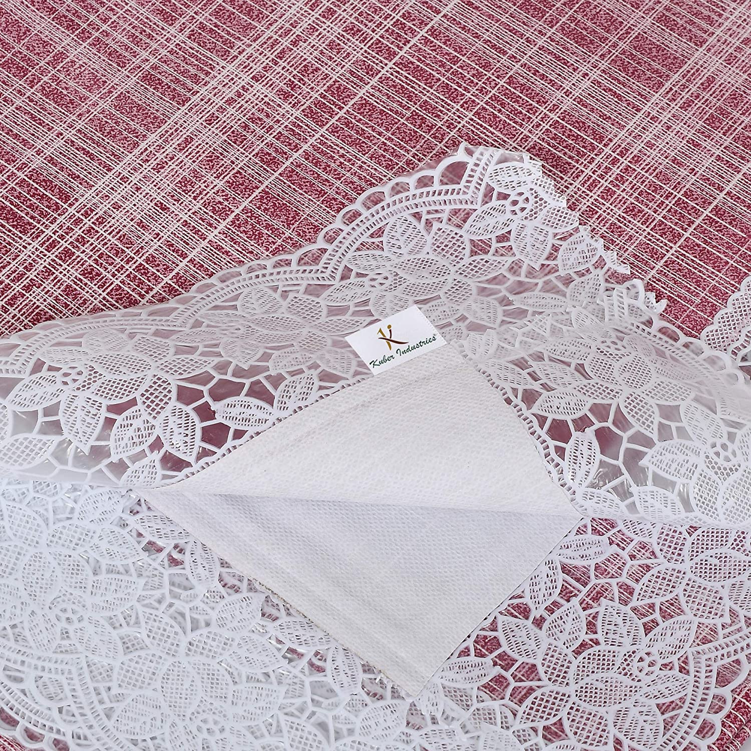 Kuber Industries Lining Printed PVC 6 Seater Dinning Table Cover 60x90 Pink-HS43KUBMART25649