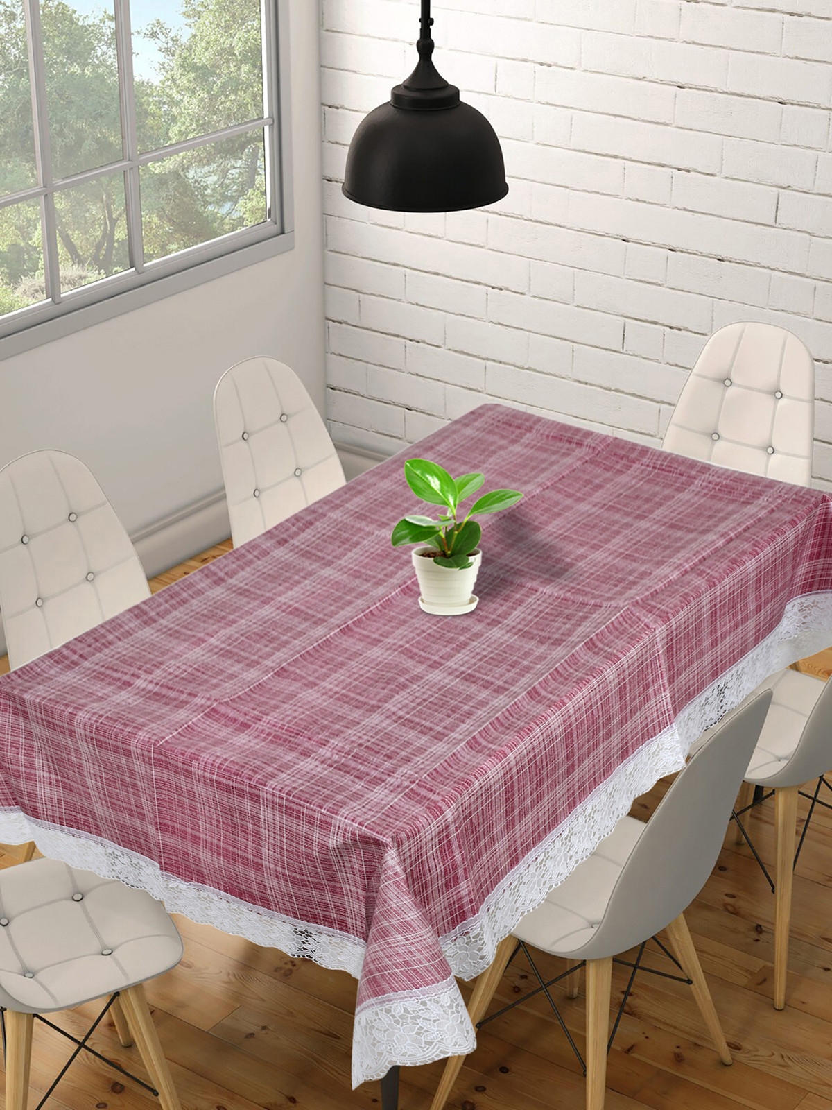 Kuber Industries Lining Printed PVC 6 Seater Dinning Table Cover 60x90 Pink-HS43KUBMART25649