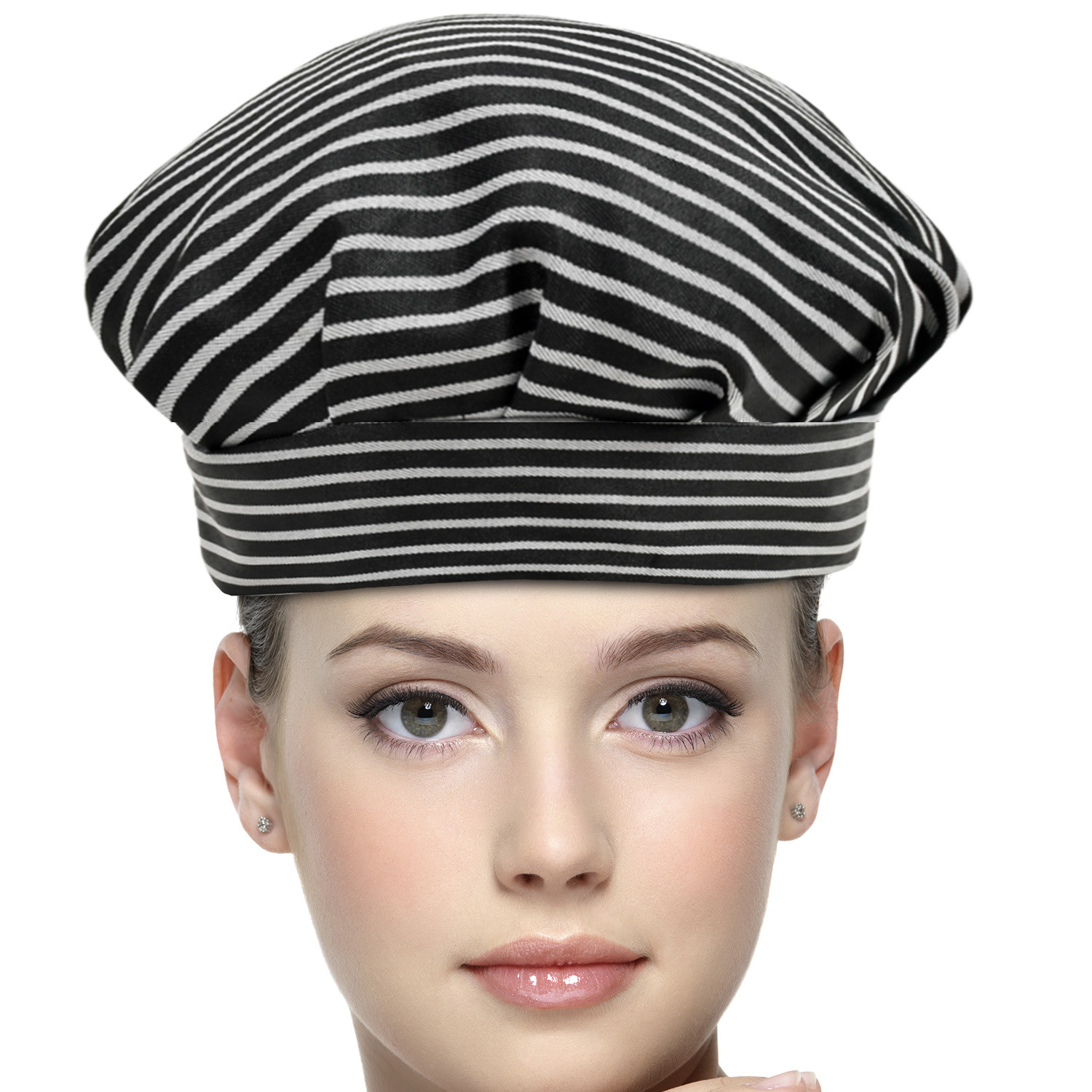 Kuber Industries Linning Design Cotton Cooking Chef Cap (Black)