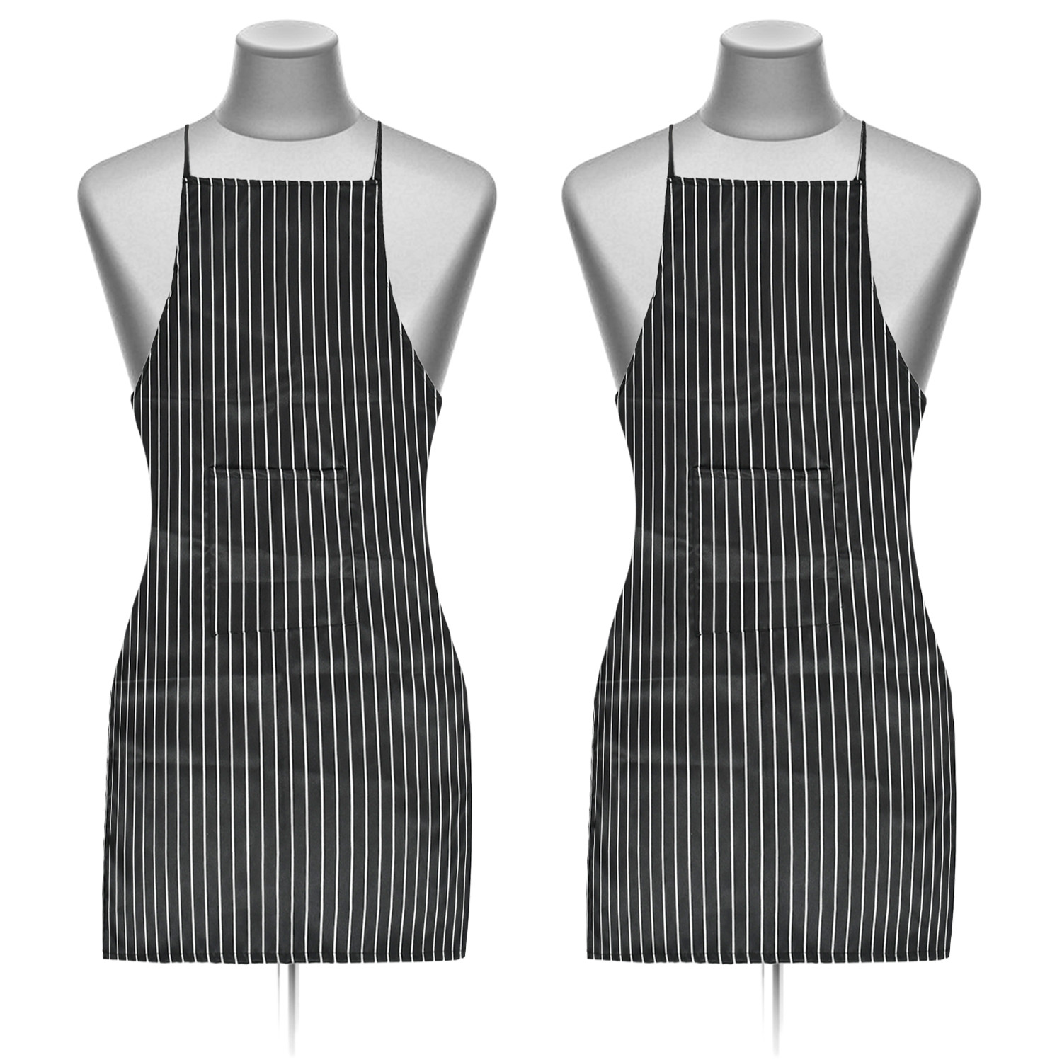 Kuber Industries Linning Printed Apron with 1 Front Pocket (Black)