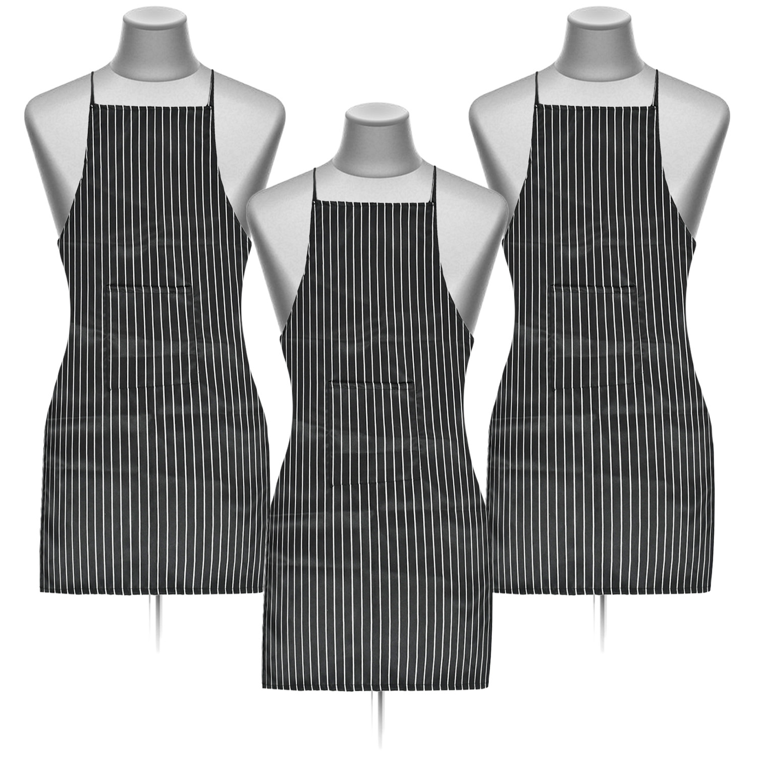 Kuber Industries Linning Printed Apron with 1 Front Pocket (Black)