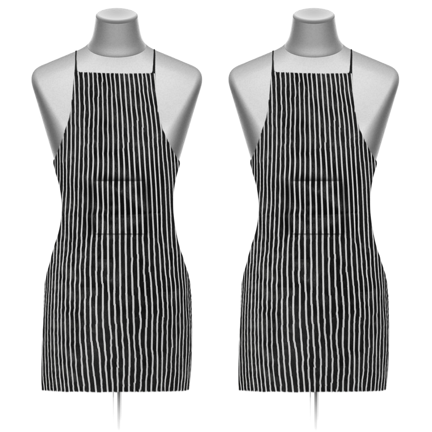 Kuber Industries Linning Printed Apron with 1 Front Pocket (Black & White)