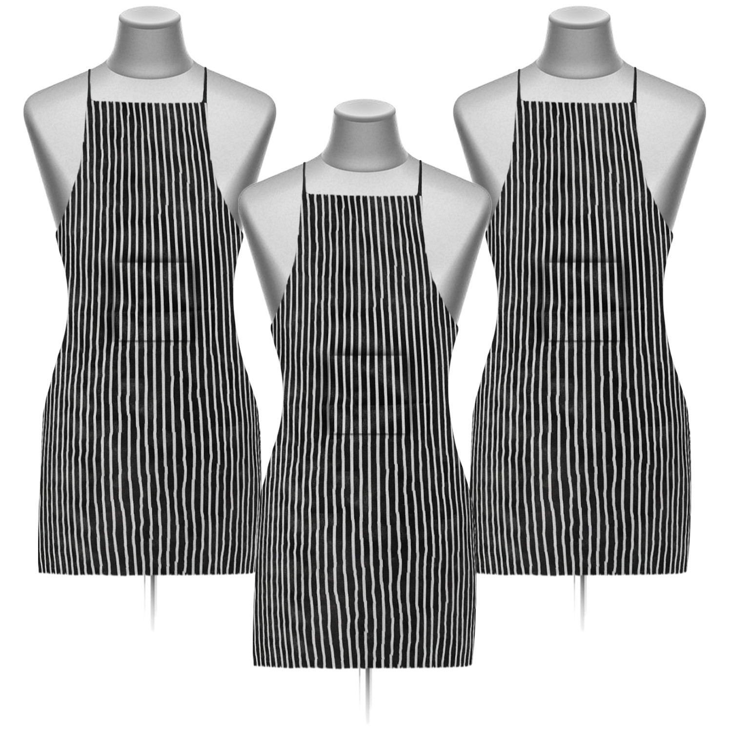 Kuber Industries Linning Printed Apron with 1 Front Pocket (Black & White)