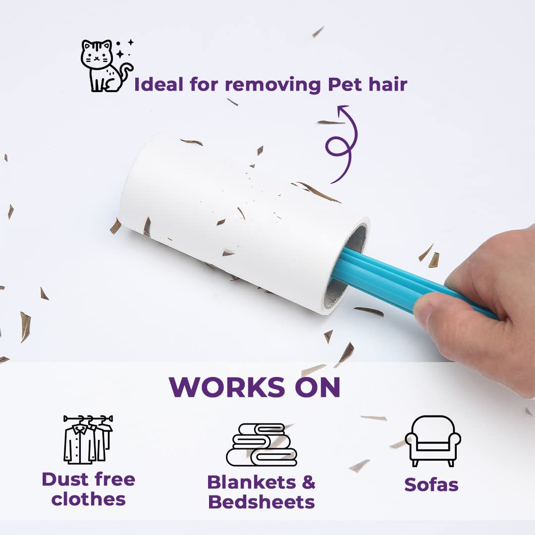 Kuber Industries Lint Remover | Super Sticky Lint Roller | Easy | Lint Roller for Clothes | Lint Roller for Pet Hair | 60 Sheets (1 Roller)