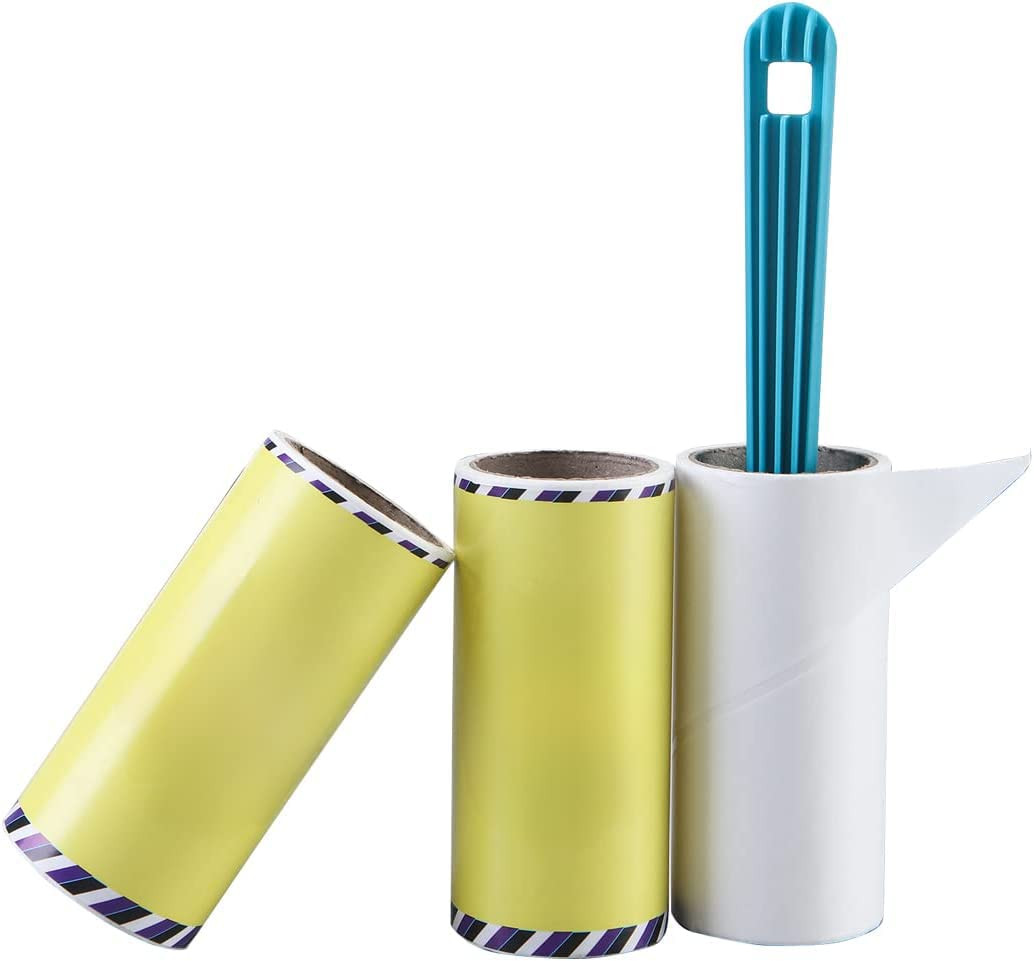 Kuber Industries Lint Remover | Super Sticky Lint Roller | Easy | Lint Roller for Clothes | Lint Roller for Pet Hair | 60 Sheets (1 Roller + 2 Replacement Rolls)