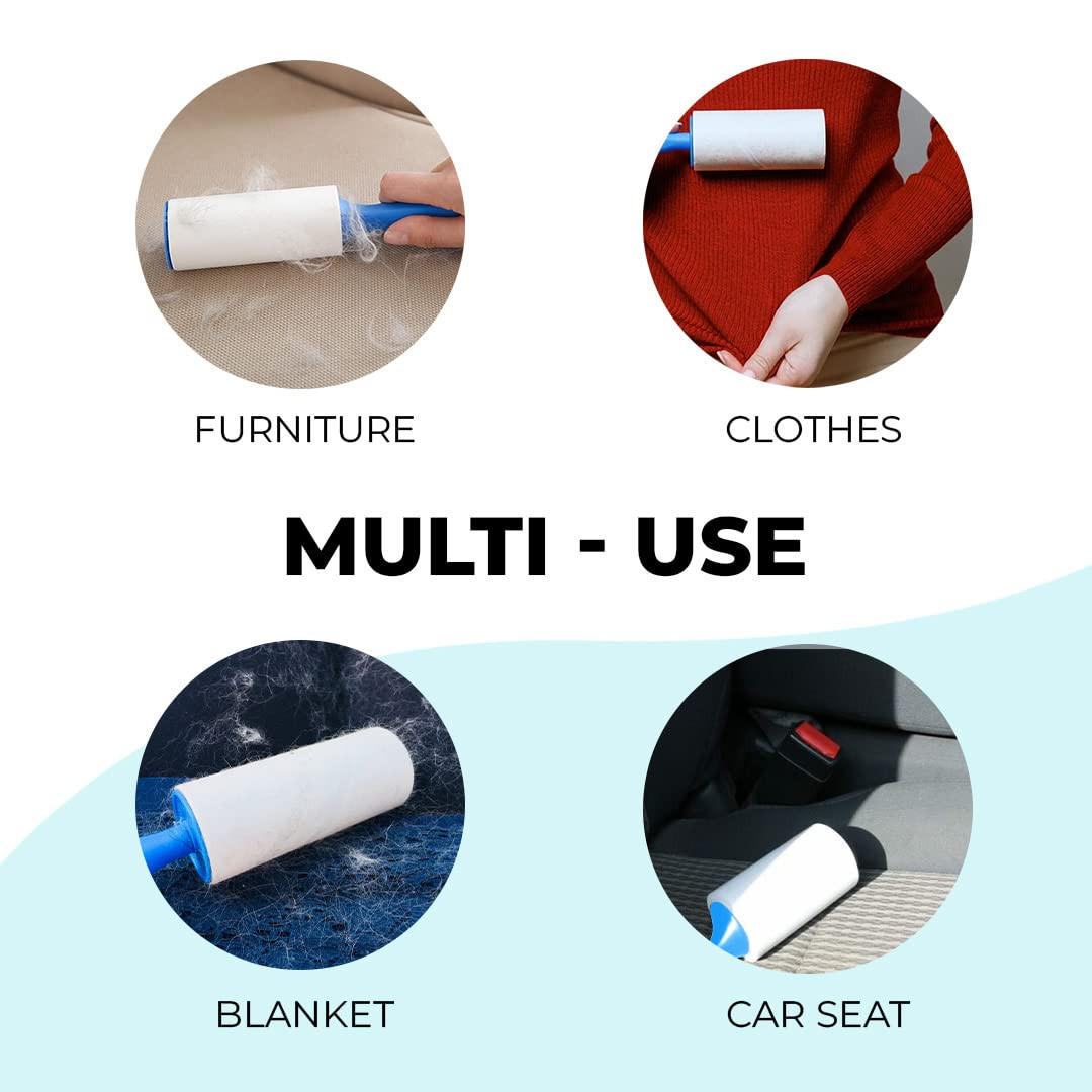 Kuber Industries Lint Remover | Super Sticky Lint Roller | Easy | Lint Roller for Clothes | Lint Roller for Pet Hair | 60 Sheets (Pack of 4 Replacement Rolls)