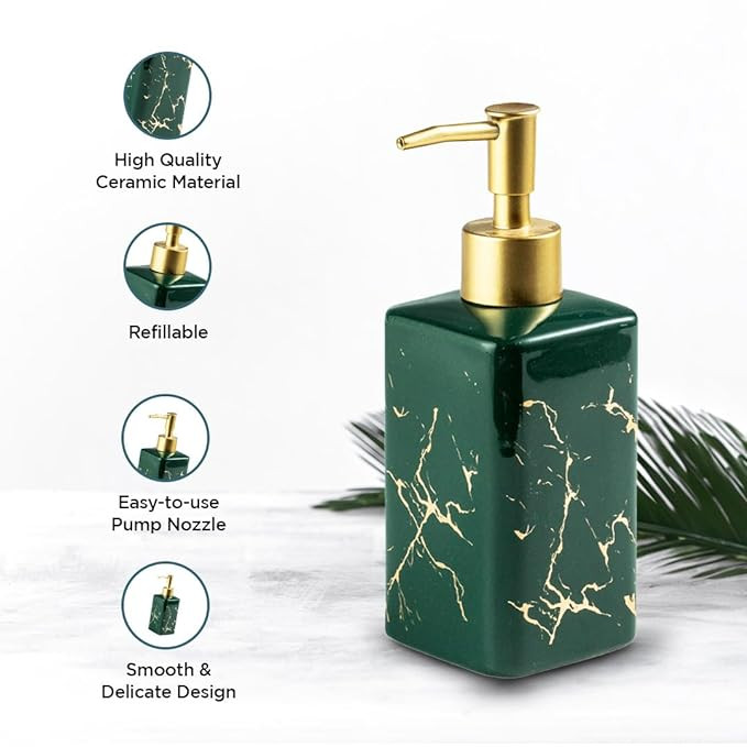 Kuber Industries Liquid Soap Dispenser | Handwash Soap Dispenser | Soap Dispenser for Wash Basin | Shampoo Dispenser Bottle | Bathroom Dispenser Bottle | 320 ml | Green