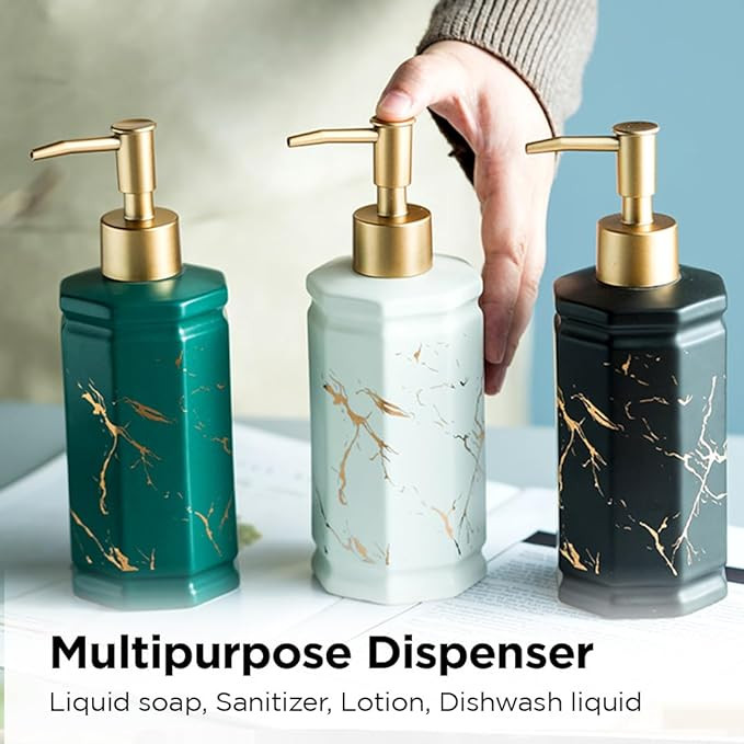 Kuber Industries Liquid Soap Dispenser | Handwash Soap Dispenser | Soap Dispenser for Wash Basin | Shampoo Dispenser Bottle | Bathroom Dispenser Bottle | 350 ml | Green