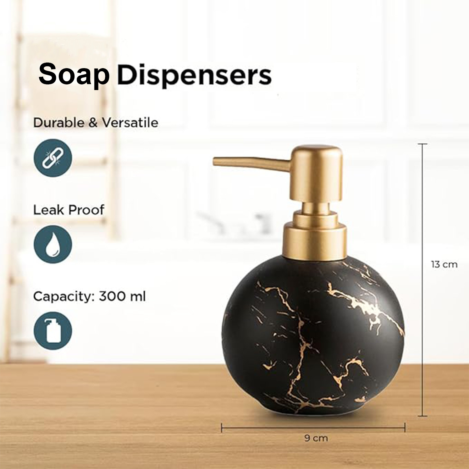 Kuber Industries Liquid Soap Dispenser | Handwash Soap Dispenser | Soap Dispenser for Wash Basin | Shampoo Dispenser Bottle | Bathroom Dispenser Bottle | ZX022BK | 300 ml | Black