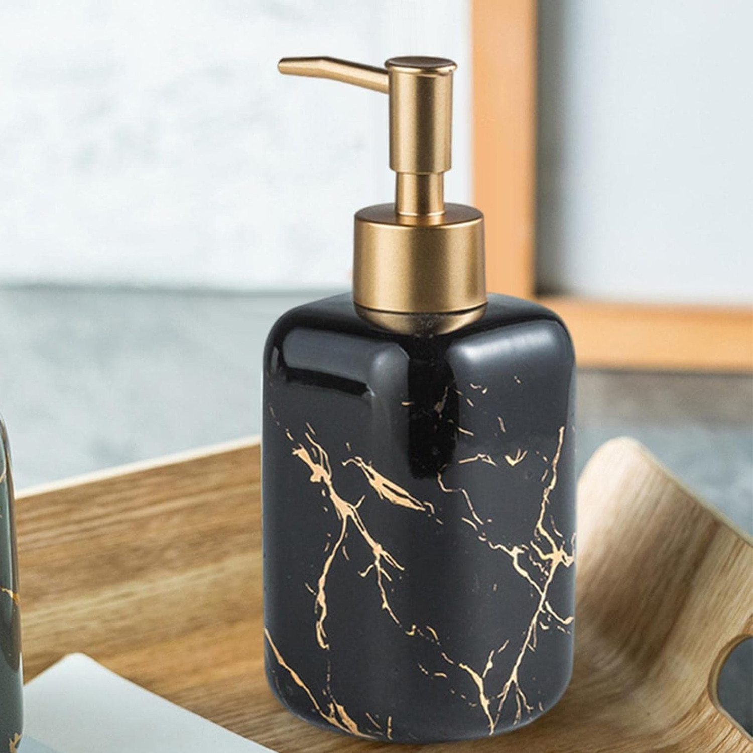 Kuber Industries Liquid Soap Dispenser | Handwash Soap Dispenser | Soap Dispenser for Wash Basin | Shampoo Dispenser Bottle | Bathroom Dispenser Bottle | ZX024BK | 300 ml | Black