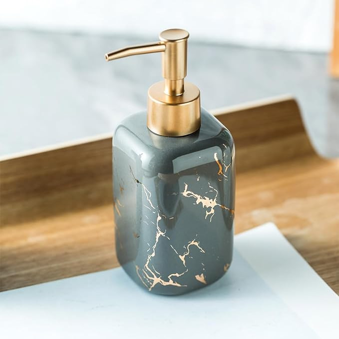 Kuber Industries Liquid Soap Dispenser | Handwash Soap Dispenser | Soap Dispenser for Wash Basin | Shampoo Dispenser Bottle | Bathroom Dispenser Bottle | 300 ml | Gray