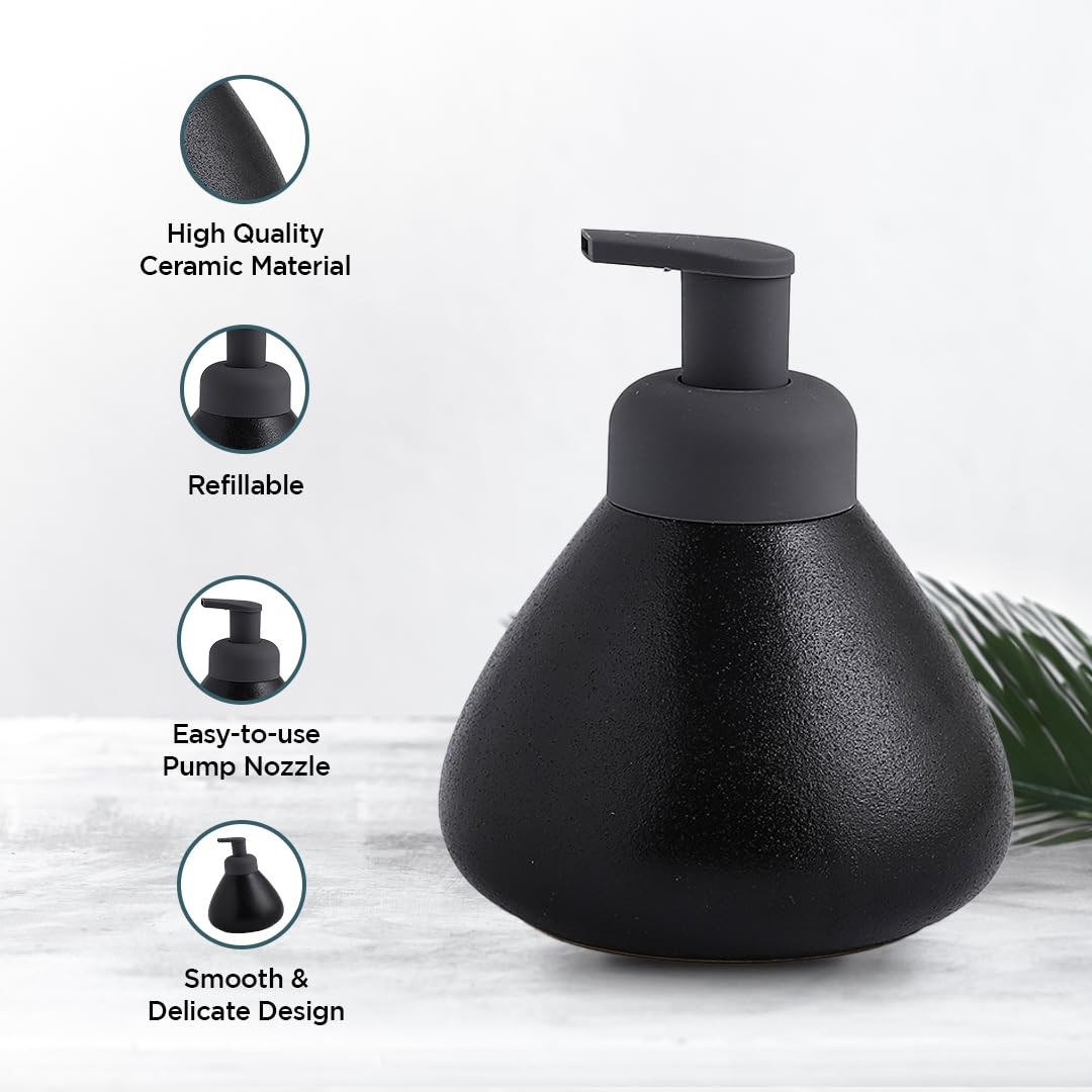 Kuber Industries Liquid Soap Dispenser | Handwash Soap Dispenser | Soap Dispenser for Wash Basin | Shampoo Dispenser Bottle | Bathroom Dispenser Bottle | JY00019 | 360 ml | Black