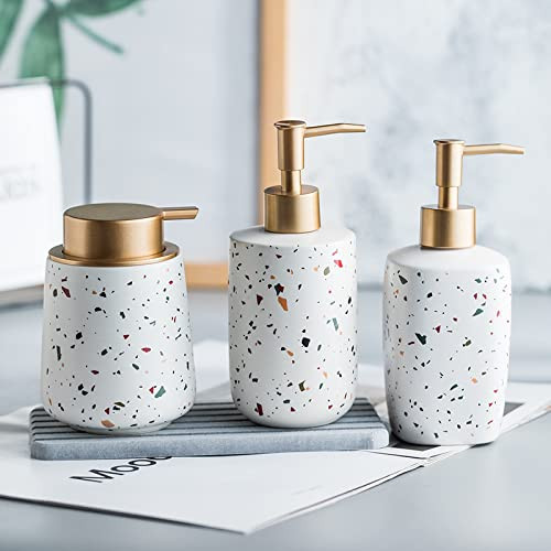 Kuber Industries Liquid Soap Dispenser | Handwash Soap Dispenser | Soap Dispenser for Wash Basin | Shampoo Dispenser Bottle | Bathroom Dispenser Bottle | 3 Piece Set | ZX027WT | White