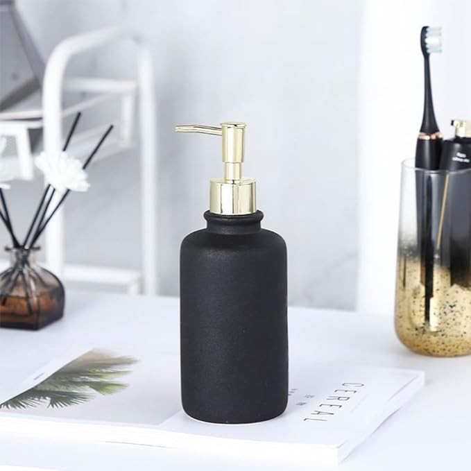Kuber Industries Liquid Soap Dispenser | Handwash Soap Dispenser | Soap Dispenser for Wash Basin | Shampoo Dispenser Bottle | Bathroom Dispenser Bottle | JY00231BK | 400 ml | Black
