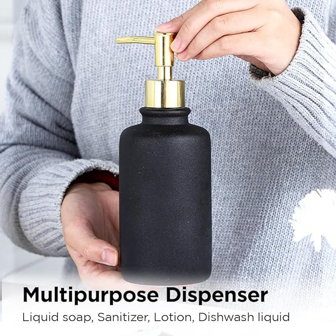 Kuber Industries Liquid Soap Dispenser | Handwash Soap Dispenser | Soap Dispenser for Wash Basin | Shampoo Dispenser Bottle | Bathroom Dispenser Bottle | JY00231BK | 400 ml | Black