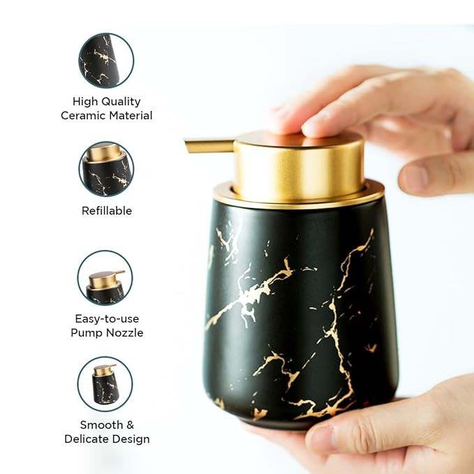 Kuber Industries Liquid Soap Dispenser | Handwash Soap Dispenser | Soap Dispenser for Wash Basin | Shampoo Dispenser Bottle | Bathroom Dispenser Bottle | ZX010BK | 400 ml | Black