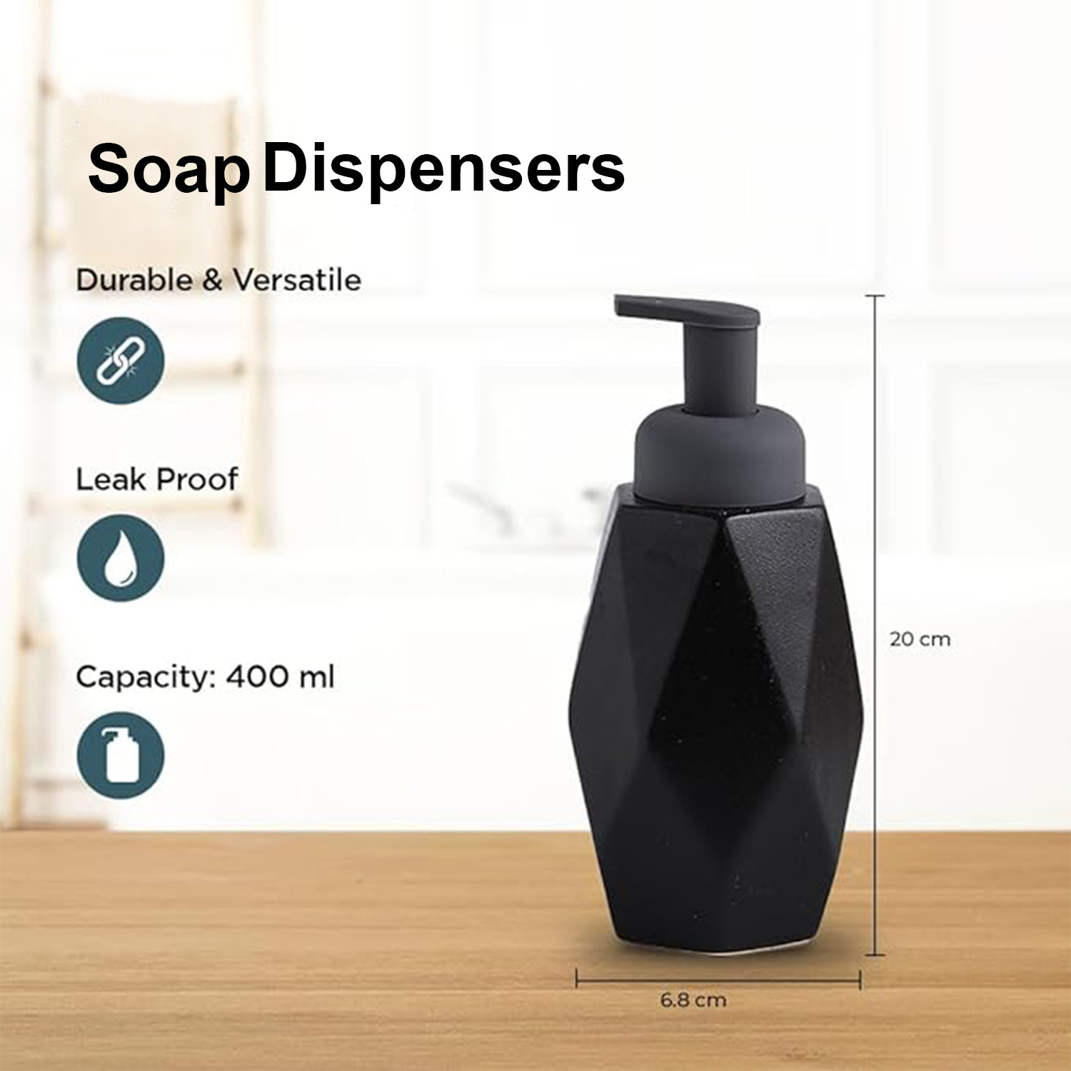 Kuber Industries Liquid Soap Dispenser | Handwash Soap Dispenser | Soap Dispenser for Wash Basin | Shampoo Dispenser Bottle | Bathroom Dispenser Bottle | JY00015 | 400 ml | Black
