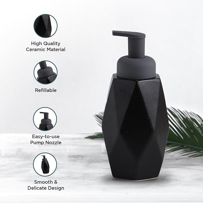 Kuber Industries Liquid Soap Dispenser | Handwash Soap Dispenser | Soap Dispenser for Wash Basin | Shampoo Dispenser Bottle | Bathroom Dispenser Bottle | JY00015 | 400 ml | Black