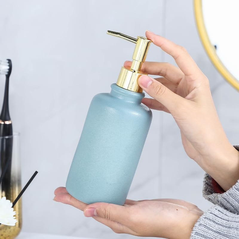 Kuber Industries Liquid Soap Dispenser | Handwash Soap Dispenser | Soap Dispenser for Wash Basin | Shampoo Dispenser Bottle | Bathroom Dispenser Bottle | JY00231BU | 400 ml | Blue