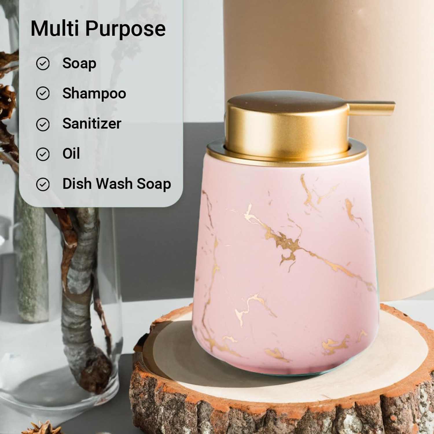 Kuber Industries Liquid Soap Dispenser | Handwash Soap Dispenser | Soap Dispenser for Wash Basin | Shampoo Dispenser Bottle | Bathroom Dispenser Bottle | ZX010PK | 400 ml | Pink