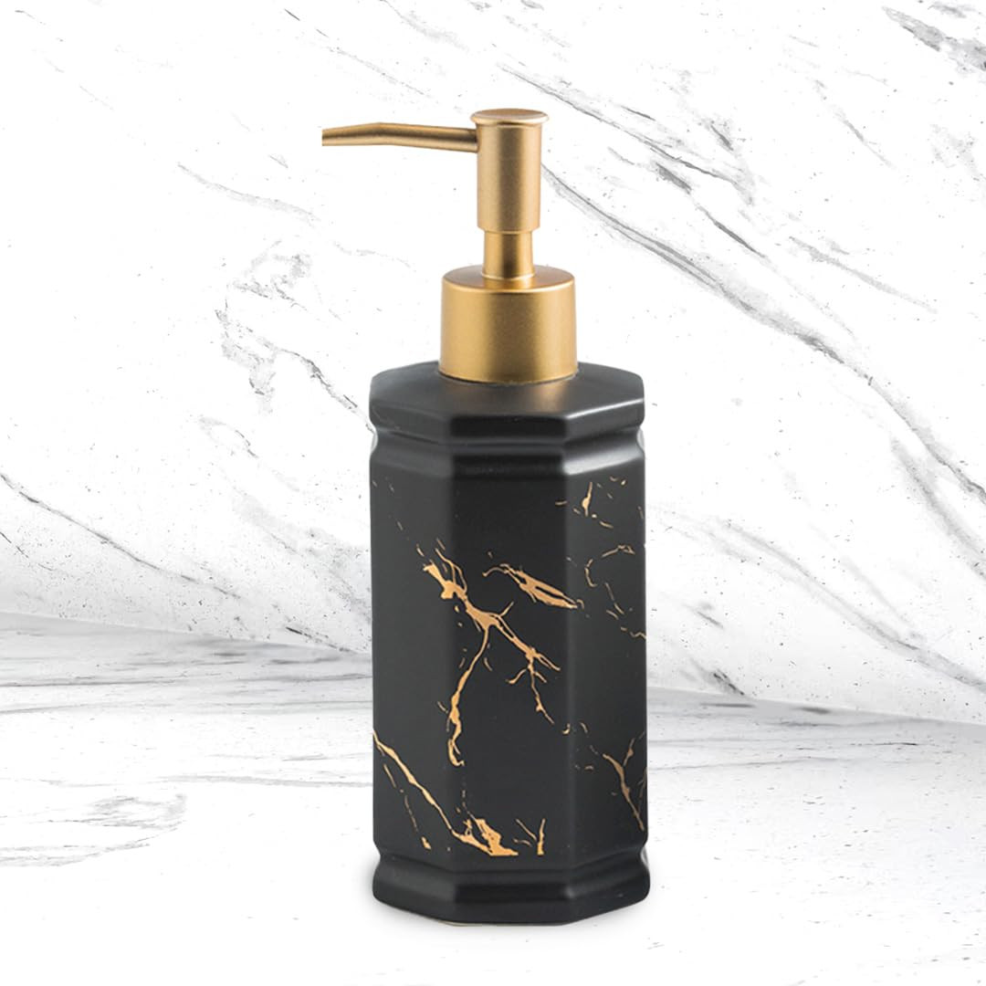 Kuber Industries Liquid Soap Dispenser | Handwash Soap Dispenser | Soap Dispenser for Wash Basin | Shampoo Dispenser Bottle | Bathroom Dispenser Bottle | 350 ml | Black