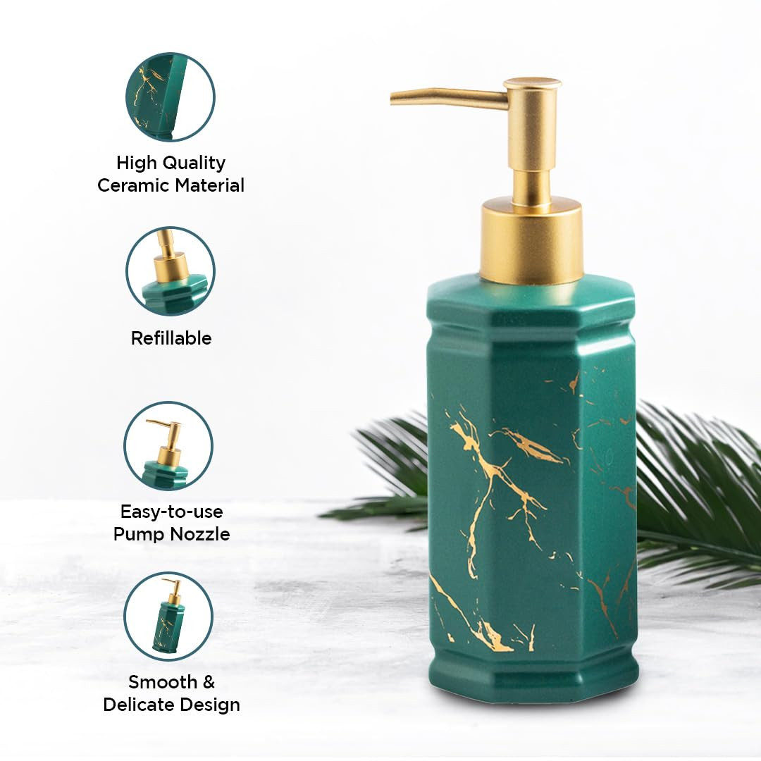 Kuber Industries Liquid Soap Dispenser | Handwash Soap Dispenser | Soap Dispenser for Wash Basin | Shampoo Dispenser Bottle | Bathroom Dispenser Bottle | 350 ml | Black
