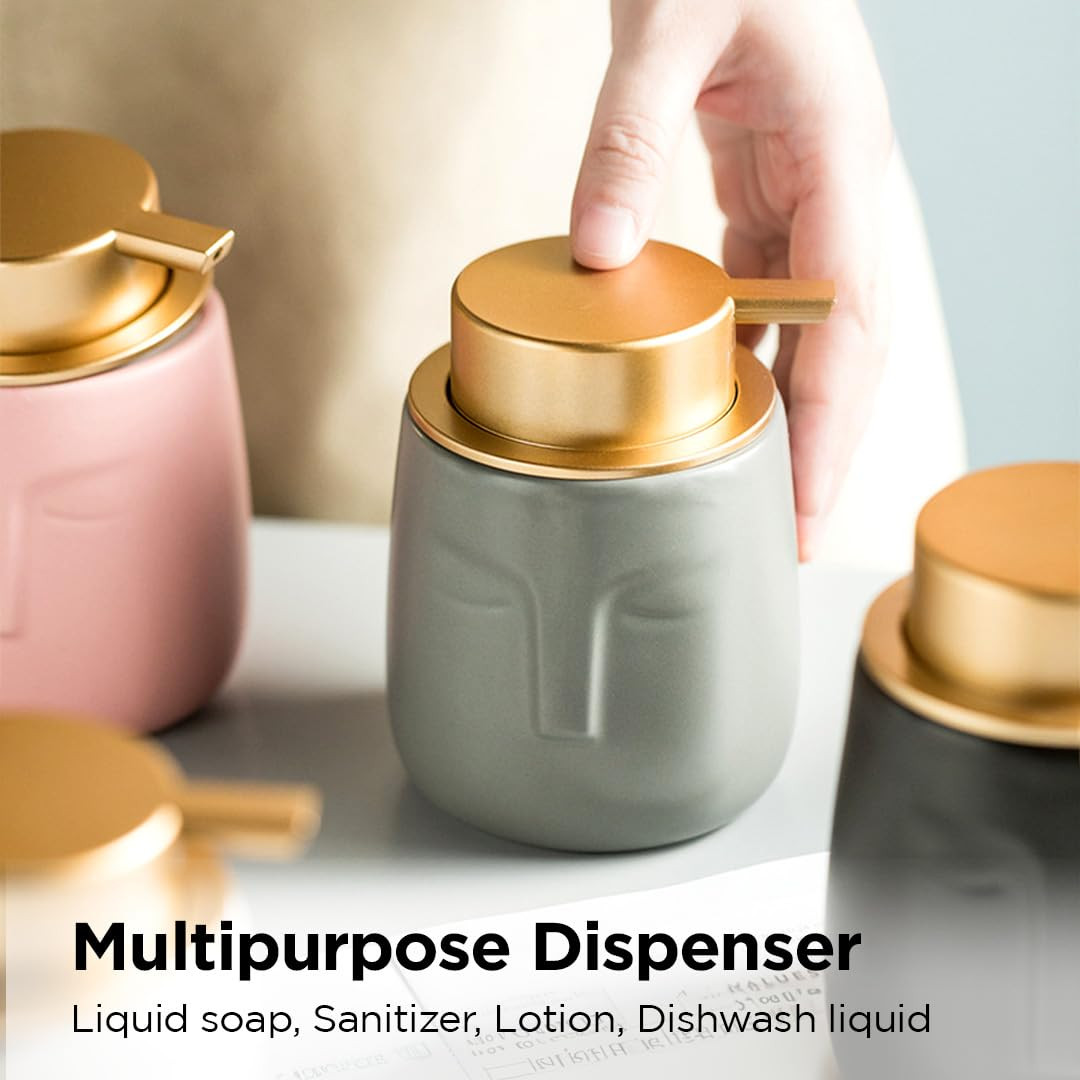 Kuber Industries Liquid Soap Dispenser | Handwash Soap Dispenser | Soap Dispenser for Wash Basin | Shampoo Dispenser Bottle | Bathroom Dispenser Bottle | ZX014GY | 350 ml | Gray