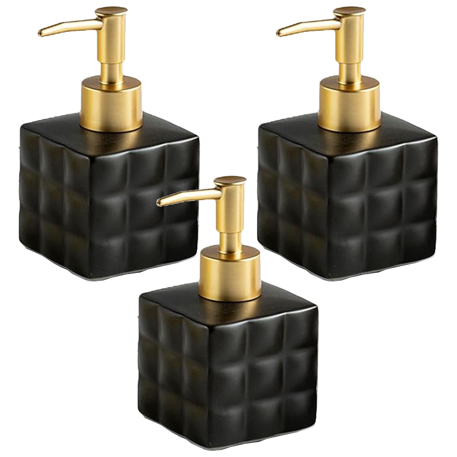 Kuber Industries Liquid Soap Dispenser | Handwash Soap Dispenser | Soap Dispenser for Wash Basin | Shampoo Dispenser Bottle | Bathroom Dispenser Bottle | 3 Piece | 220 ml | Black
