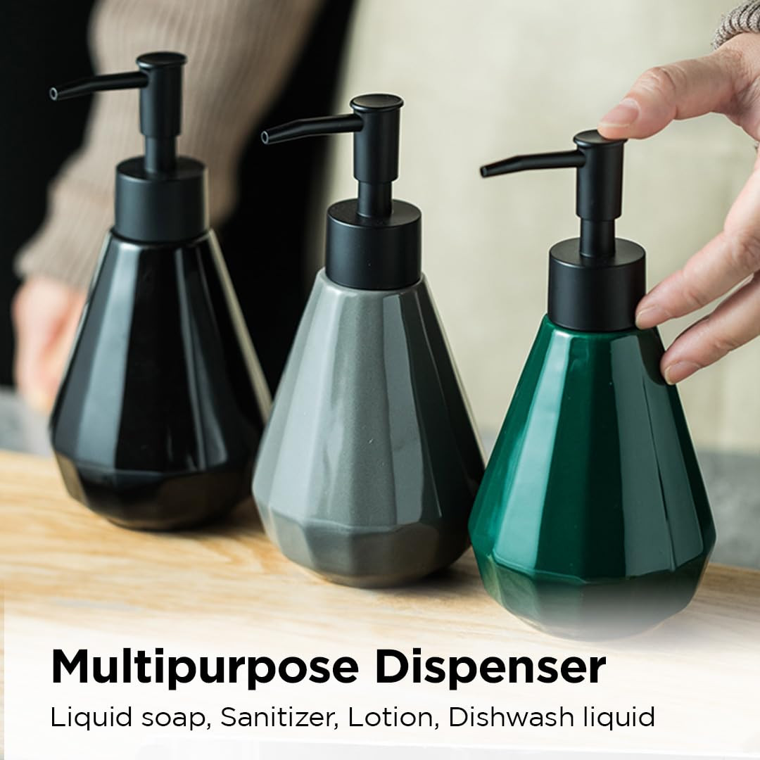 Kuber Industries Liquid Soap Dispenser | Handwash Soap Dispenser | Soap Dispenser for Wash Basin | Shampoo Dispenser Bottle | Bathroom Dispenser Bottle | 3 Piece | ZX060BK | 250 ml | Black