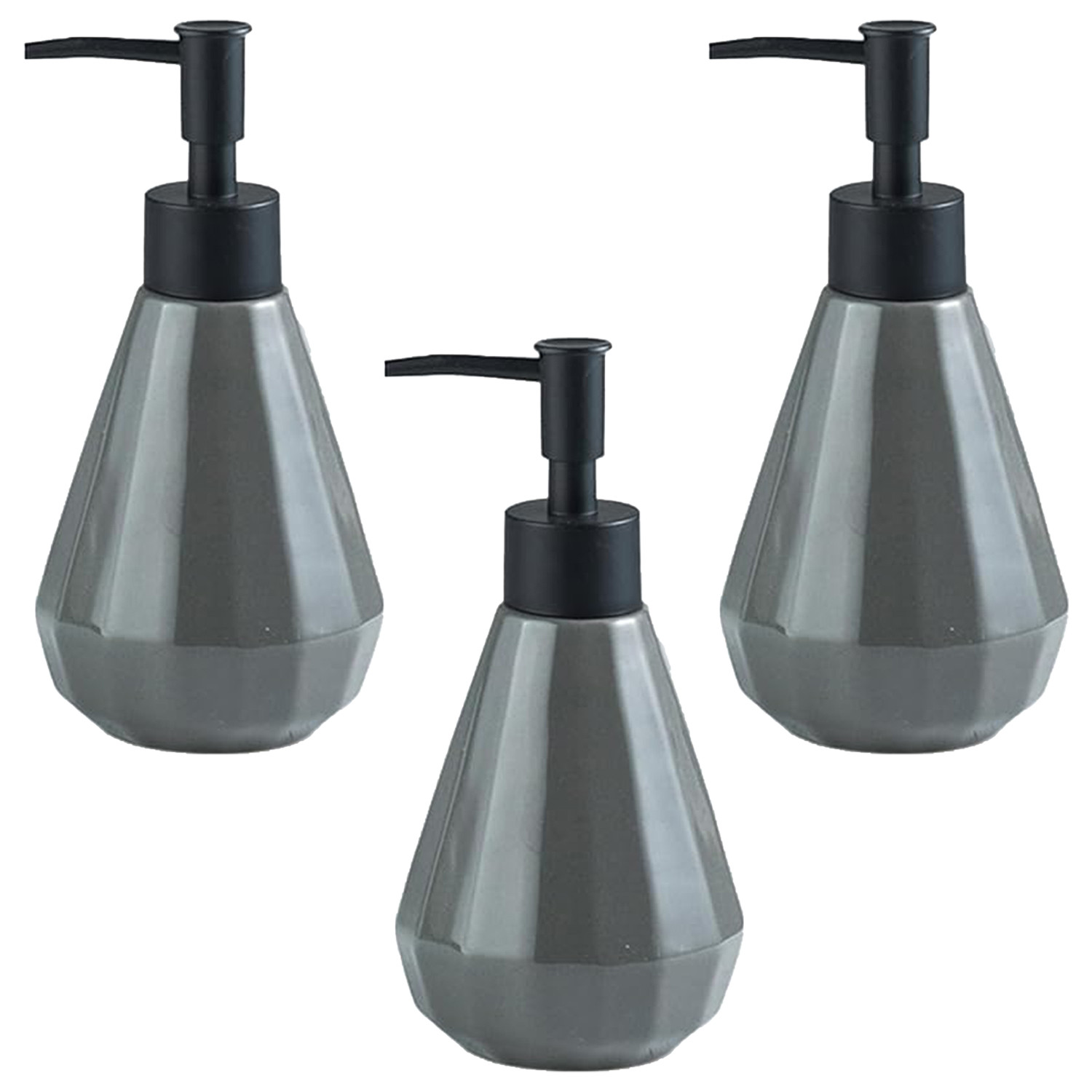 Kuber Industries Liquid Soap Dispenser | Handwash Soap Dispenser | Soap Dispenser for Wash Basin | Shampoo Dispenser Bottle | Bathroom Dispenser Bottle | 3 Piece | 250 ml | Gray