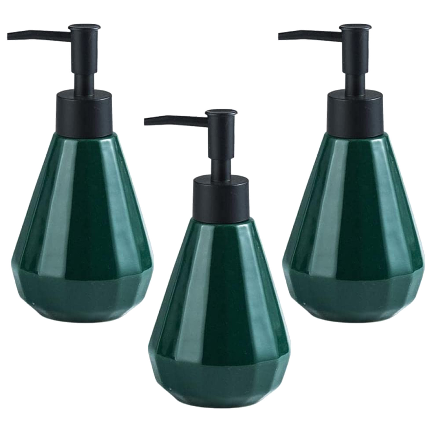 Kuber Industries Liquid Soap Dispenser | Handwash Soap Dispenser | Soap Dispenser for Wash Basin | Shampoo Dispenser Bottle | Bathroom Dispenser Bottle | 3 Piece | ZX060GN | 250 ml | Green