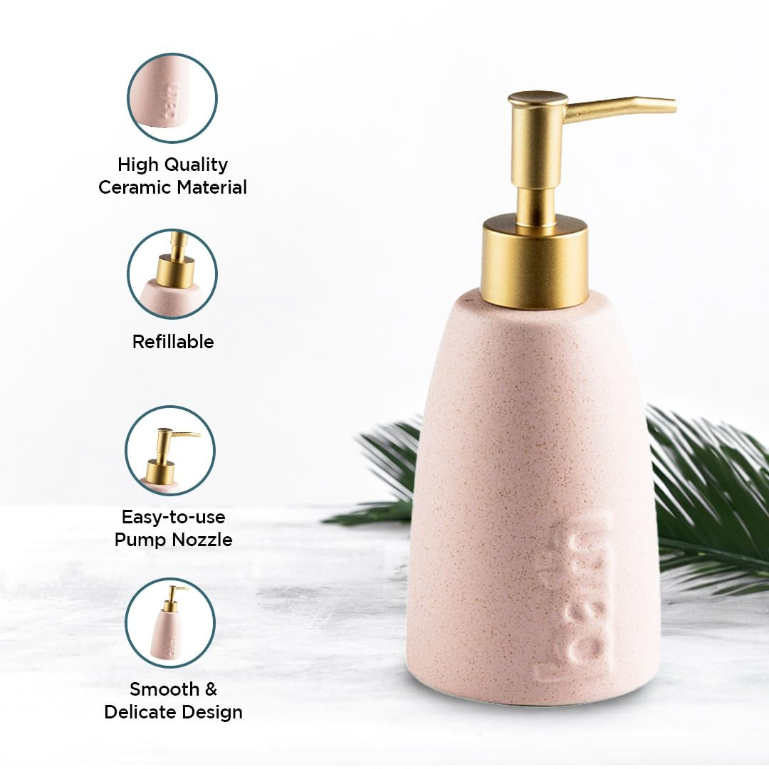 Kuber Industries Liquid Soap Dispenser | Handwash Soap Dispenser | Soap Dispenser for Wash Basin | Shampoo Dispenser Bottle | Bathroom Dispenser Bottle | 3 Piece | ZX044PK | 320 ml | Pink
