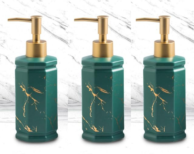 Kuber Industries Liquid Soap Dispenser | Handwash Soap Dispenser | Soap Dispenser for Wash Basin | Shampoo Dispenser Bottle | Bathroom Dispenser Bottle | 3 Piece | 350 ml | Green