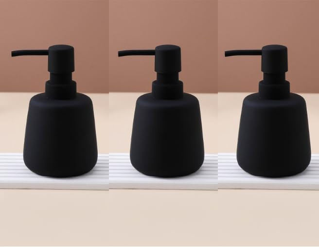 Kuber Industries Liquid Soap Dispenser | Handwash Soap Dispenser | Soap Dispenser for Wash Basin | Shampoo Dispenser Bottle | Bathroom Dispenser Bottle | 3 Piece | 260 ml | JY00159BK | Black