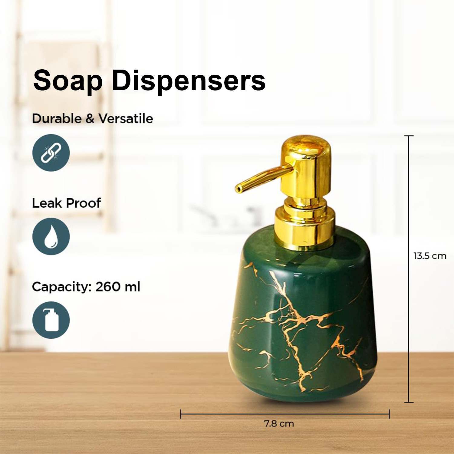 Kuber Industries Liquid Soap Dispenser | Handwash Soap Dispenser | Soap Dispenser for Wash Basin | Shampoo Dispenser Bottle | Bathroom Dispenser Bottle | 3 Piece | 260 ml | JY00099GN | Green