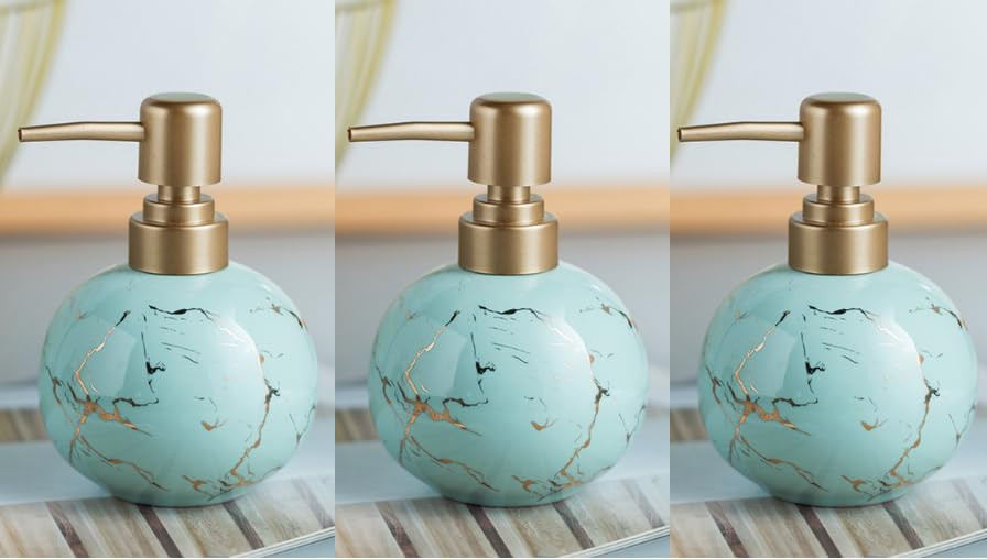 Kuber Industries Liquid Soap Dispenser | Handwash Soap Dispenser | Soap Dispenser for Wash Basin | Shampoo Dispenser Bottle | Bathroom Dispenser Bottle | 3 Piece |300 ml | Blue