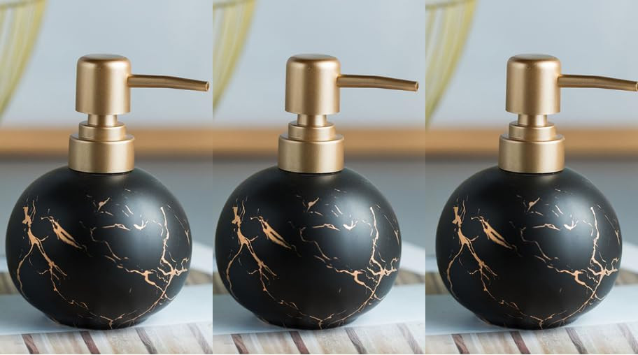 Kuber Industries Liquid Soap Dispenser | Handwash Soap Dispenser | Soap Dispenser for Wash Basin | Shampoo Dispenser Bottle | Bathroom Dispenser Bottle | 3 Piece | 300 ml | ZX022BK | Black