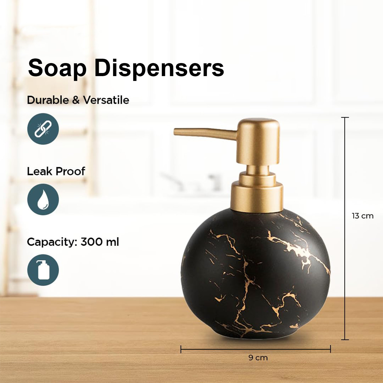 Kuber Industries Liquid Soap Dispenser | Handwash Soap Dispenser | Soap Dispenser for Wash Basin | Shampoo Dispenser Bottle | Bathroom Dispenser Bottle | 3 Piece | 300 ml | ZX022BK | Black