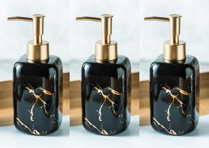 Kuber Industries Liquid Soap Dispenser | Handwash Soap Dispenser | Soap Dispenser for Wash Basin | Shampoo Dispenser Bottle | Bathroom Dispenser Bottle | 3 Piece | 300 ml | ZX024BK | Black