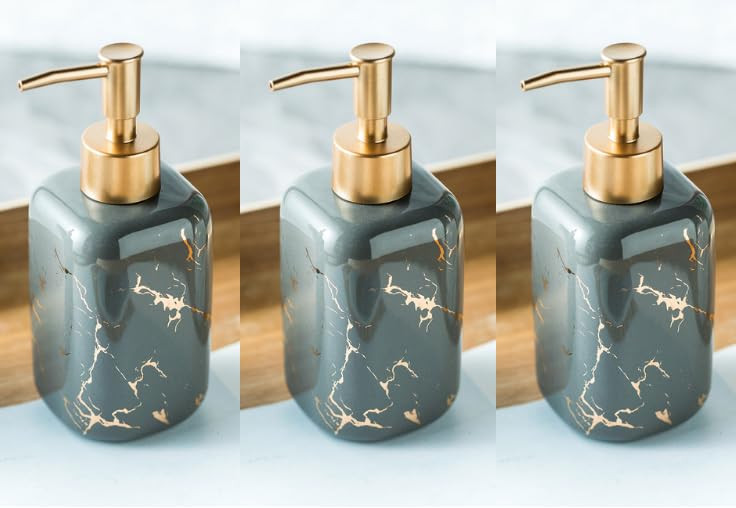 Kuber Industries Liquid Soap Dispenser | Handwash Soap Dispenser | Soap Dispenser for Wash Basin | Shampoo Dispenser Bottle | Bathroom Dispenser Bottle | 3 Piece |300 ml | Gray