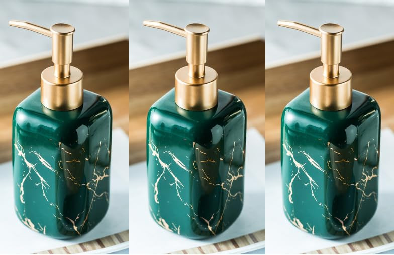 Kuber Industries Liquid Soap Dispenser | Handwash Soap Dispenser | Soap Dispenser for Wash Basin | Shampoo Dispenser Bottle | Bathroom Dispenser Bottle | 3 Piece |300 ml | Green